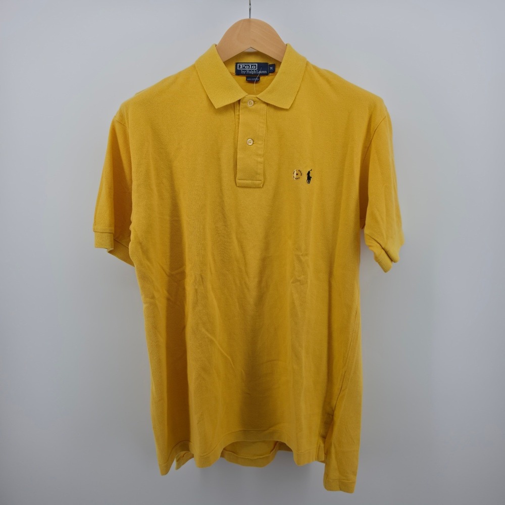 Polo Ralph Lauren Mens Yellow Cotton Pique Short Sleeve Polo Shirt Size M NWT